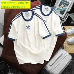 Adidas Classics Original 3 Stripes Tee Shirt Trefoil Retro Men Slim Fit